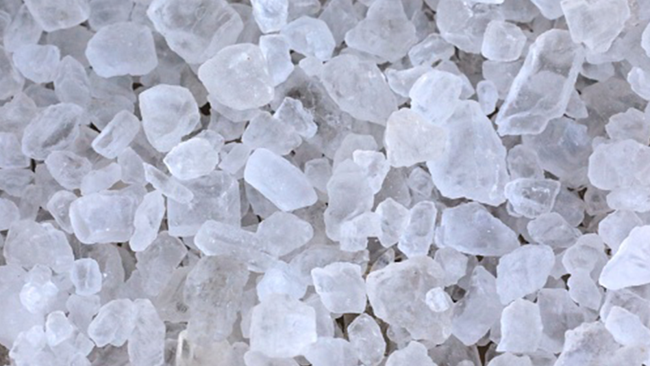 Close up of white rock salt