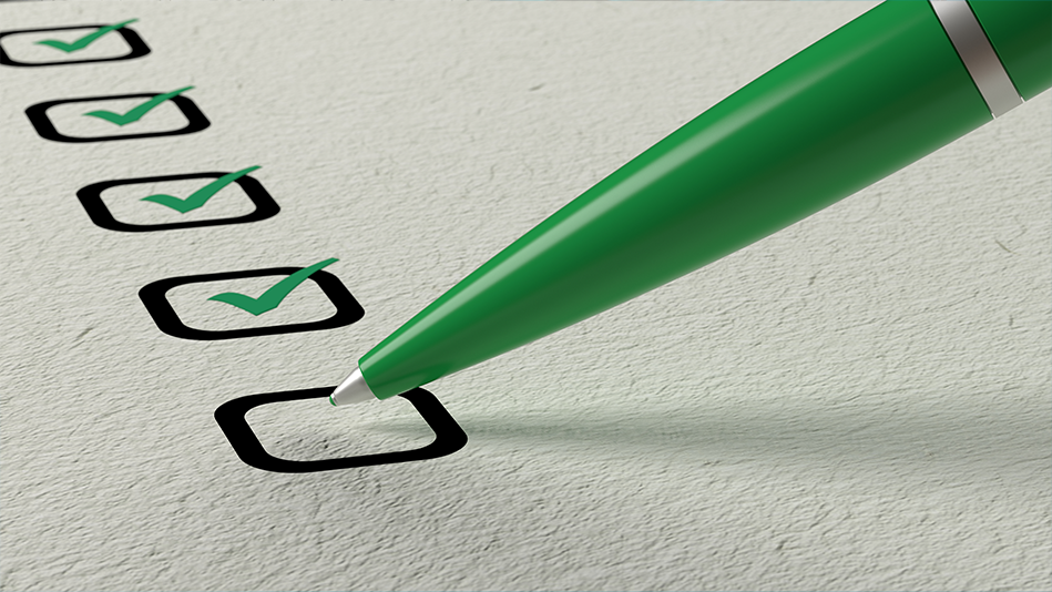 A green pen checks all the boxes on a checklist
